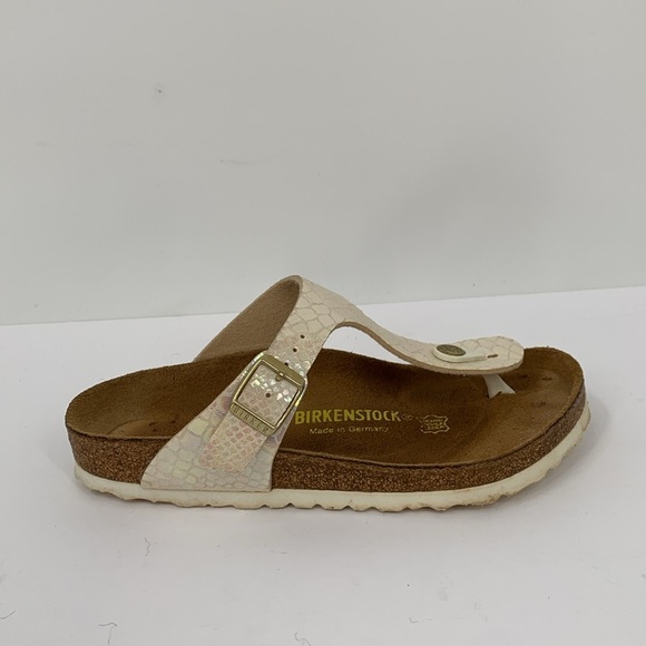 Birkenstock Gizeh flip flop thong sandal cream snake scale shimmery comfort 36 5 - Picture 2 of 6